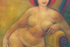 01- Nu au canapé, 1959, huile sur toile, 116 x 89 cm, Coll. Univers Mentor, Solliès-Toucas