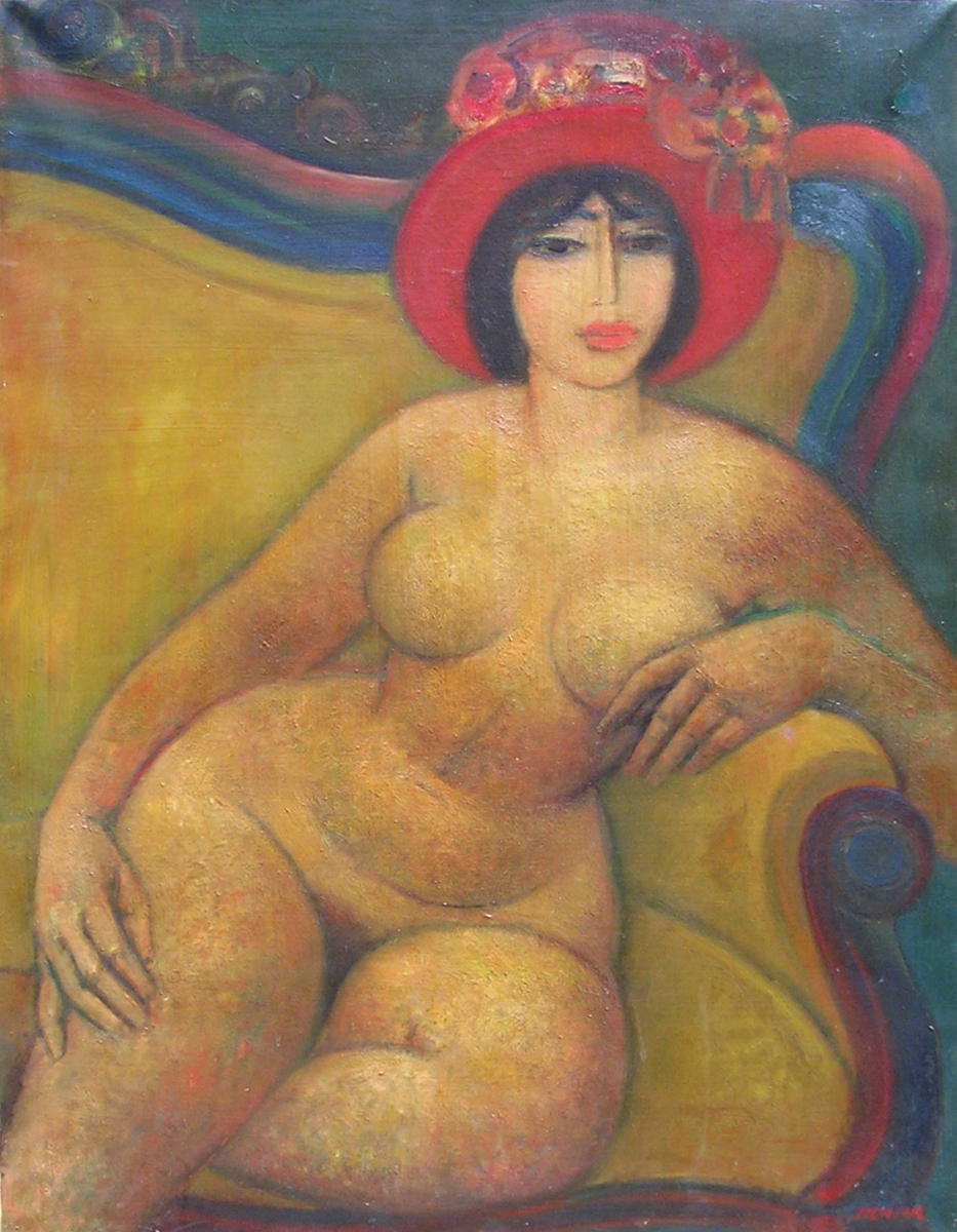 01- Nu au canapé, 1959, huile sur toile, 116 x 89 cm, Coll. Univers Mentor, Solliès-Toucas