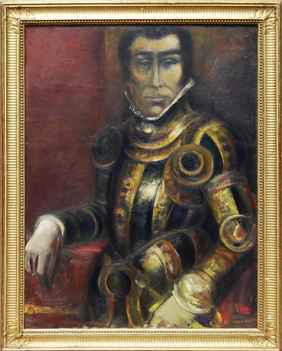 05- Portrait costumé (Autoportrait en conquistador), 1969, huile sur bois, 116 x 87,5 cm, Coll. Univers Mentor, Solliès-Toucas