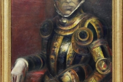05- Portrait costumé (Autoportrait en conquistador), 1969, huile sur bois, 116 x 87,5 cm, Coll. Univers Mentor, Solliès-Toucas