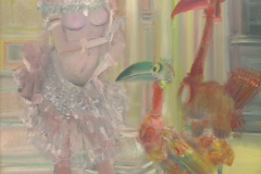 09- La Femme à Loiseau, Curiosité, 1985, huile sur toile, 162 x 130 cm, Coll. Univers Mentor, Solliès-Toucas